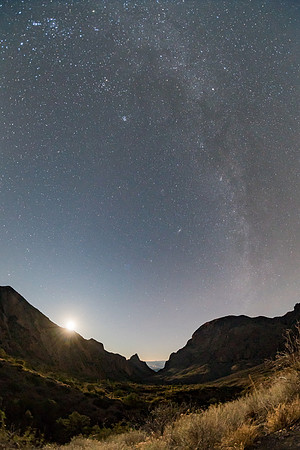 Moonrise in Big Bend with Milky Way