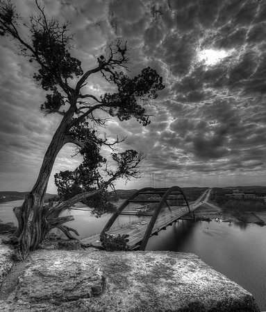 Pennybacker Bridge in Black and White
