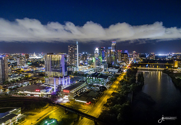 Austin Skyline - Drone at night